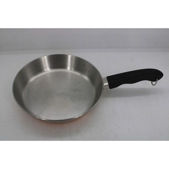 Vintage REVERE WARE 9” Copper Bottom Stainless Steel Frying Pan Skillet USA - Picture 2 of 5